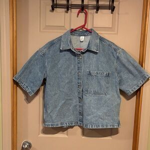 H&M Light Blue Denim Short Sleeve Shirt